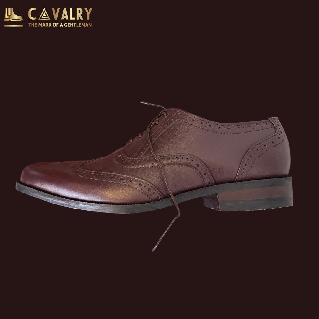 Red Brown Brogue Shoes, Hand Made Premium Quality Leather