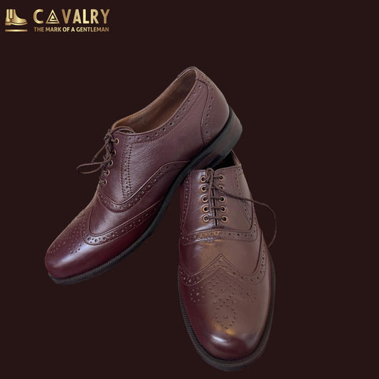 Red Brown Brogue Shoes, Hand Made Premium Quality Leather