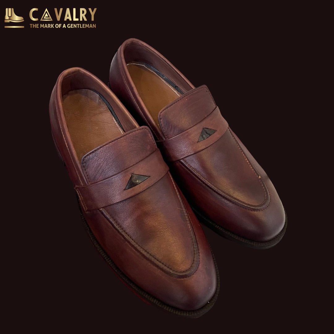 Red Brown Loafers Hand Made Premium Quality Leather